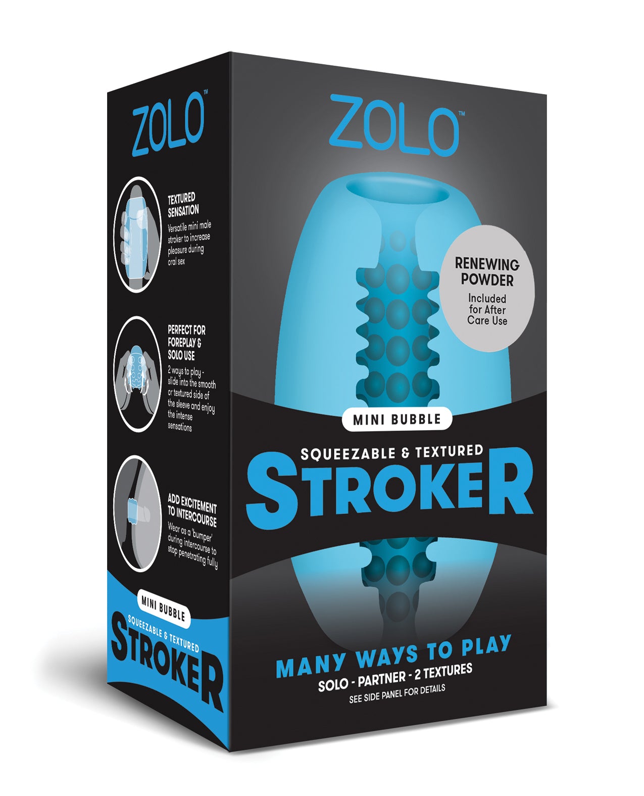 Xgen ZO-6028 Mini Bubble Stroker, Blue Silicone Textured