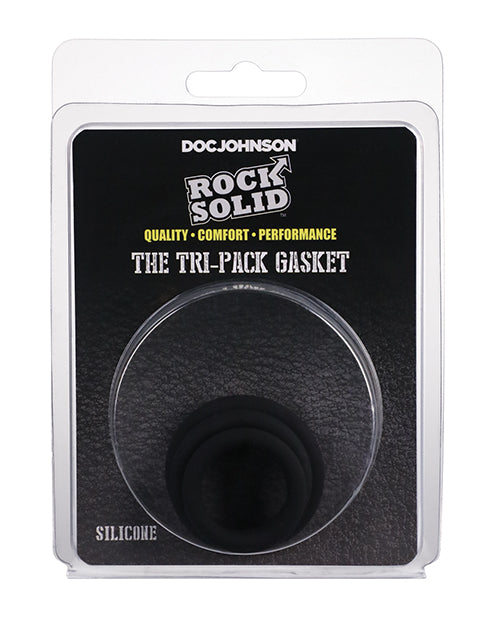 Doc Johnson 3700-22-CD Rock Solid Tri-Pack Silicone Cockrings, Black