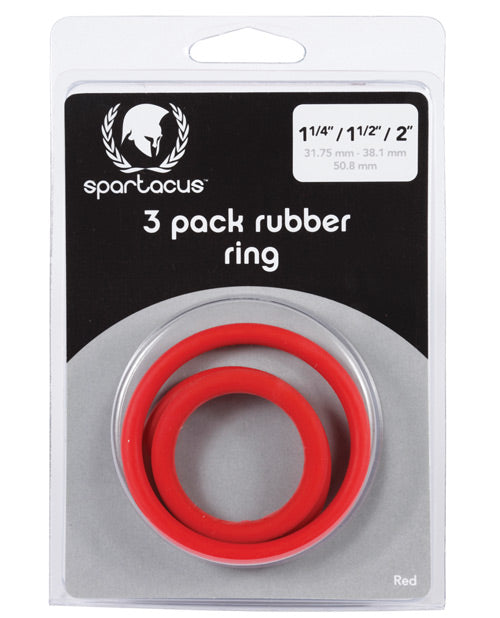 Spartacus BSPR-39 Rubber Cock Ring Set, Red