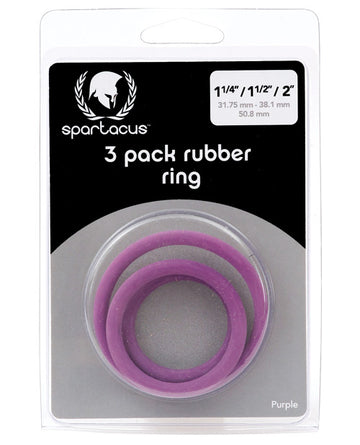 Spartacus BSPR-34 Rubber Cock Ring Set, Pack of 3, Purple
