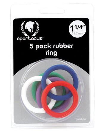 Spartacus BSPR-46 Cock Ring Set, 1.25-inch, Rubber, Pack of 5