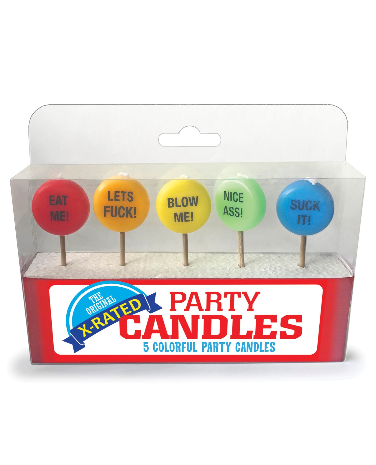 Little Genie & Candyprints X-Rated Party Candles, Set of 5, Assorted Colors
