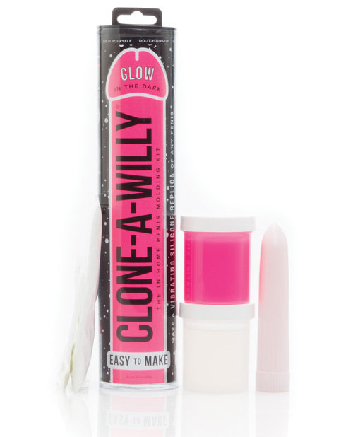 Clone-A-Willy 81936 Vibrating Dildo Kit, Glow in the Dark Pink Silicone