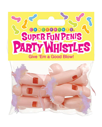 Little Genie Candyprints CP.1058 Penis Party Whistles, 6 Pack, Hot-Pink