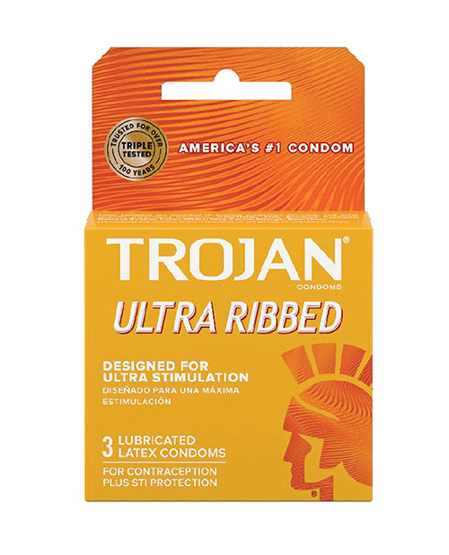 Paradise Marketing 94050 Trojan Ultra Ribbed Condoms, Latex, 3 per box