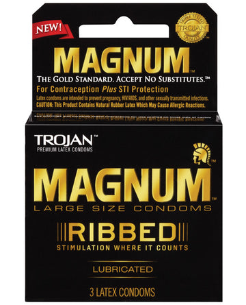Paradise Marketing 64208 Trojan Magnum Ribbed Condoms, Large, Ribbed