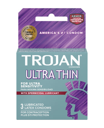 Paradise Marketing 92720 Trojan Ultra Thin Armor Spermicidal Condoms, Latex