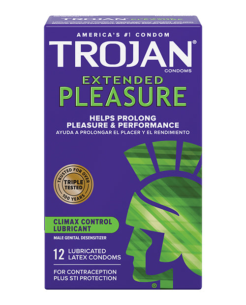Trojan Extended Pleasure Condoms, Latex, Box of 12
