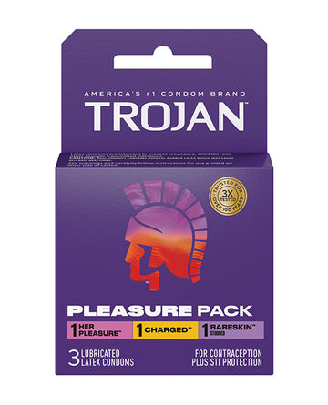 Paradise Marketing 80010 Trojan Pleasure Condoms - Assorted, Box of 3