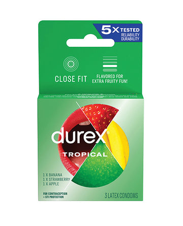 Paradise Marketing 90 Durex Tropical Flavors Condoms, Assorted, 3 Count