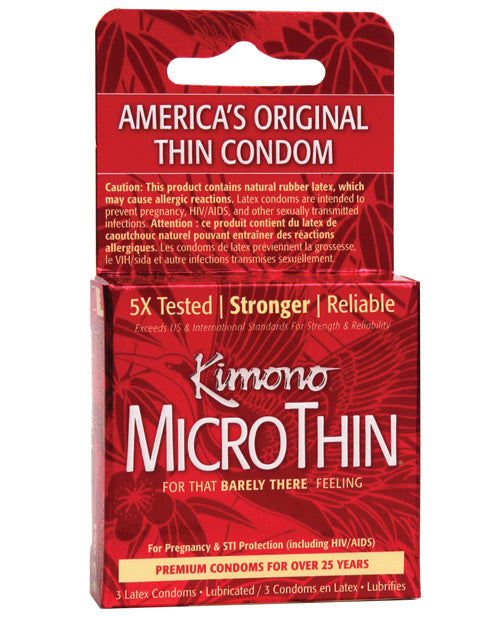 Paradise Marketing 1616905003 Kimono Micro Thin Condoms, Latex, 3-Pack