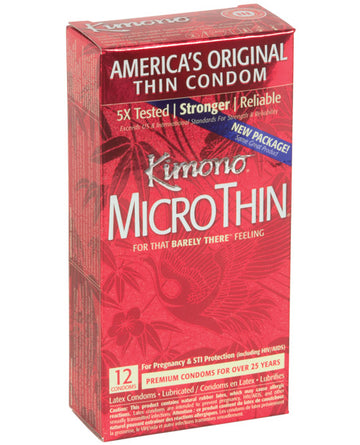 Kimono MicroThin Condoms, 12-Count – Ultra-Sensitive, Japanese-Engineered