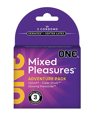Paradise Marketing 110106C ONE Mixed Pleasures Condoms, Assorted Colors, Latex