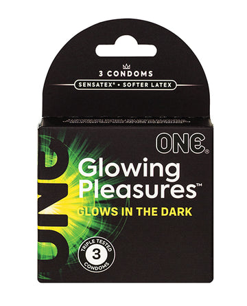 Paradise Marketing 11506C Glowing Pleasures Condoms, Box of 3, Glow-in-the-dark