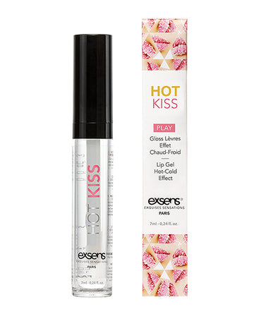 Exsens D802 Hot Kiss Play Lip Gloss, Strawberry, Warming/Tingling