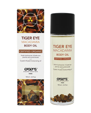 Exsens D601 Organic Body Oil w/ Stones, 100ml Macadamia Tiger Eye