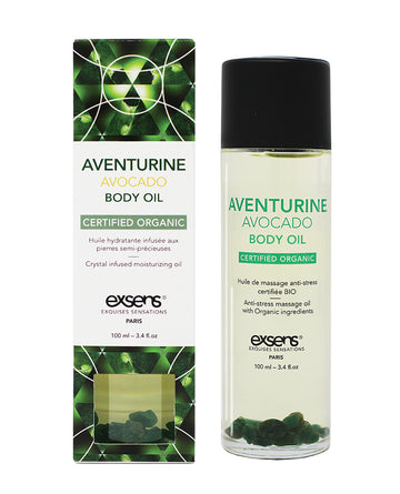 Exsens D603 Organic Body Oil w/Stones - Aventurine Avocado, 100ml, Vegan