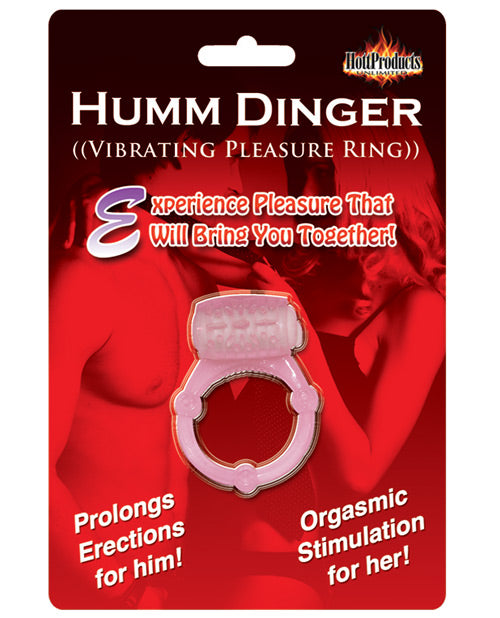 Hott Products HP-2065 Humm Dinger Vibrating Cockring, Silicone, Magenta