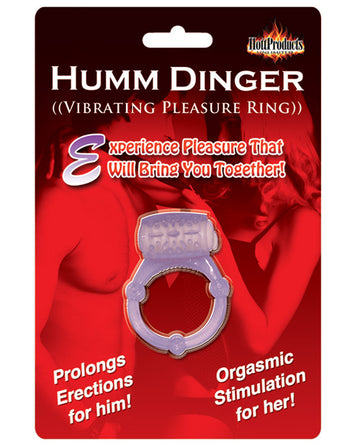 Hott Products HP-2066 Humm Dinger Vibrating Cockring, Purple, Jelly, 20+ Min