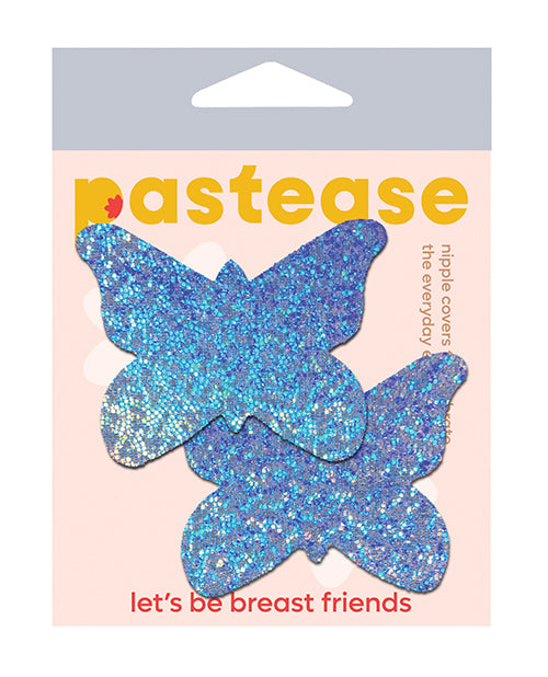 Pastease BUT-GLT-BBL Premium Glitter Butterfly Nipple Pasties, Blue
