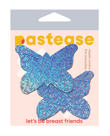 Pastease BUT-GLT-BBL Premium Glitter Butterfly Nipple Pasties, Blue