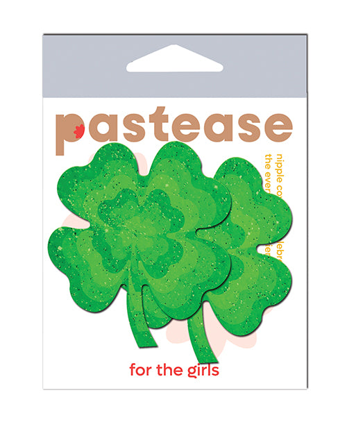 Pastease CLV-CLVS Four Leaf Clover Glitter Velvet Nipple Pasties, Green