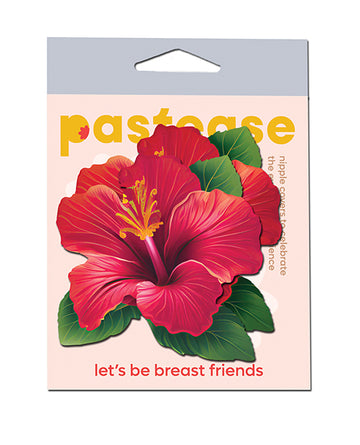 Pastease HAI-RD Tropical Red Hibiscus Flower Pasties, 3"x3" Adhesive