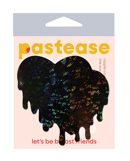 Pastease HRT-MELT-DIS-BK Melty Heart Nipple Pasties, Black Glittery, 2.8x2.8"