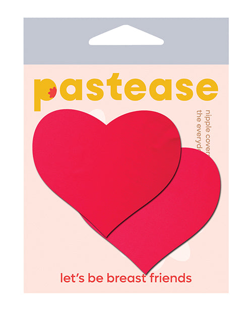 Pastease HRT-NRD Basic Heart Nipple Pasties, Neon Red, 3 x 2.5 inches