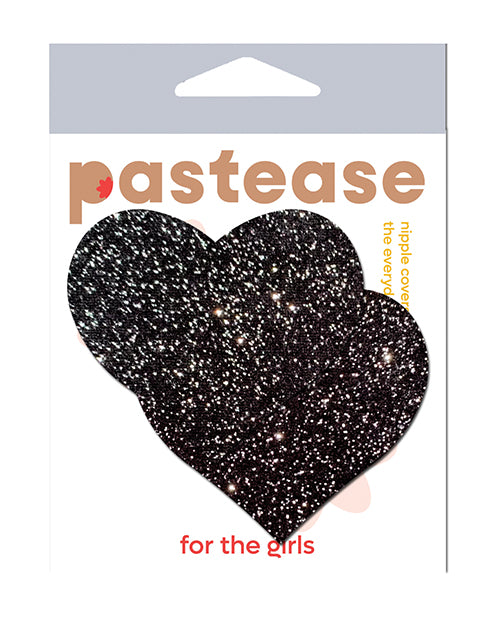 Pastease HRT-SPR-BK All Sparkle Heart Pasties, Black Glitter, 3"x2.5"