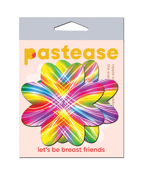 Pastease PFLR-LZR Electric Fractal Laser Petal Pasties, Rainbow, 3"x3"