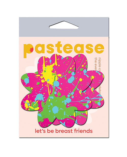 Pastease PFLR-SPT-NPK Neon Graffiti Paint Splatter Pasties, 3"x3" Adhesive