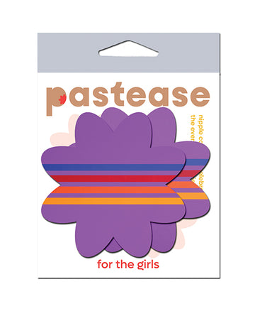 Pastease PFLR-STP-PR Colorful Retro Stripes Pasties, Purple, 3"x3"