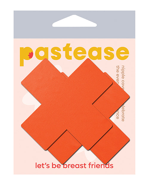 Pastease PLS-NOR Basic Plus X Nipple Pasties, Black Light Reactive Neon Orange
