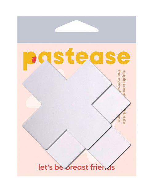 Pastease PLS-WT Basic Matte Plus X Nipple Pasties, White 3x3 Inch