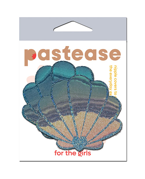 Pastease Mermaid Shells Pasties, Opalescent Seafoam Blue, 3" x 2.7"