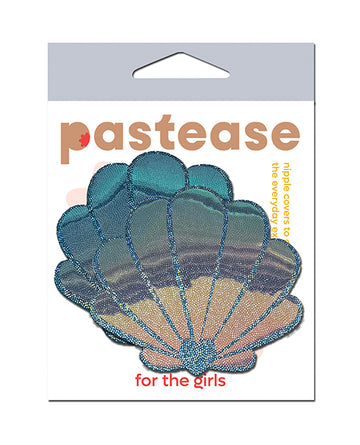 Pastease Mermaid Shells Pasties, Opalescent Seafoam Blue, 3" x 2.7"