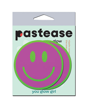 Pastease SMI-GLW-PK Neon Glow Smiley Face Pasties, 3-Inch Diameter
