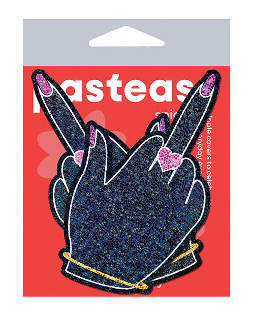 Pastease FQU Middle Finger Pasties, Glittering Nipple Covers