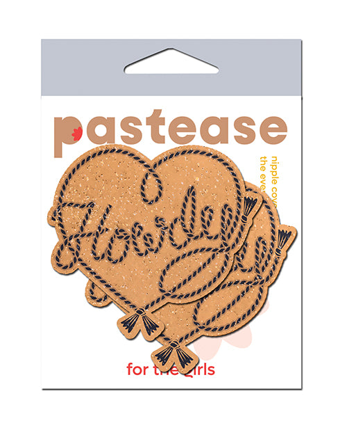 Pastease HWDY Howdy Rope Heart Adhesive, Tan Glittering Velvet, 3" x 2.7"