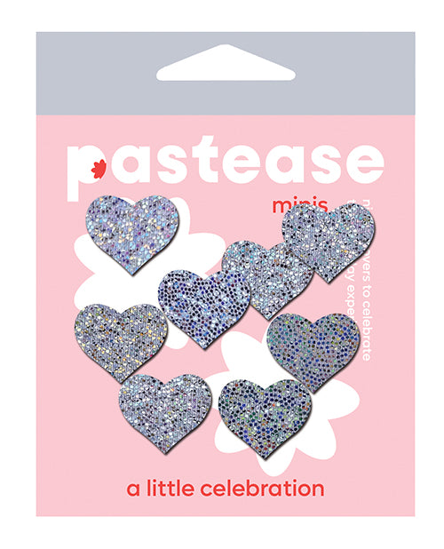 Pastease mhrt-glt-sl Mini Glitter Hearts, Silver, Pack of 8