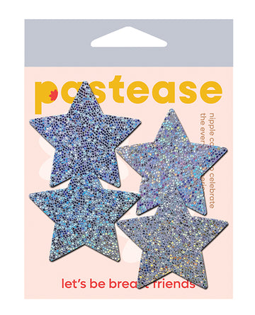 Pastease PET-STR-GLT-SL Glitter Star Petites, Silver, 2 Pair Pack