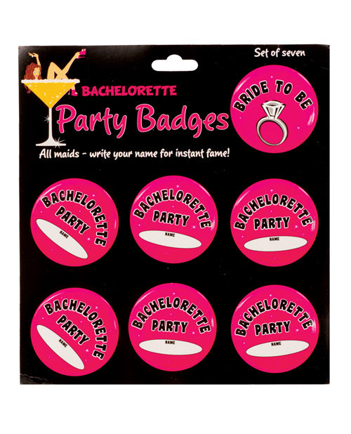 OMG International AL-BADGES Bachelorette Party Badges, Pink, Pack of 7