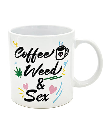 Island Dogs Attitude Mug: Coffee, Weed & Sex, 22 oz Ceramic