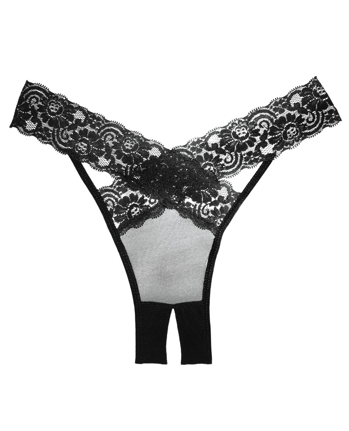 Allure Lingerie Adore Sheer and Lace Desire Panty, Black, One Size
