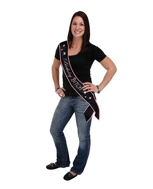 Beistle 60547 Birthday Bitch Satin Sash, Black, 33" x 4"