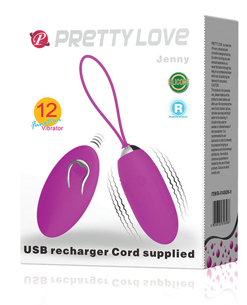 Pretty Love Jenny Bullet Vibe, Fuchsia, 12 Settings, USB Rechargeable