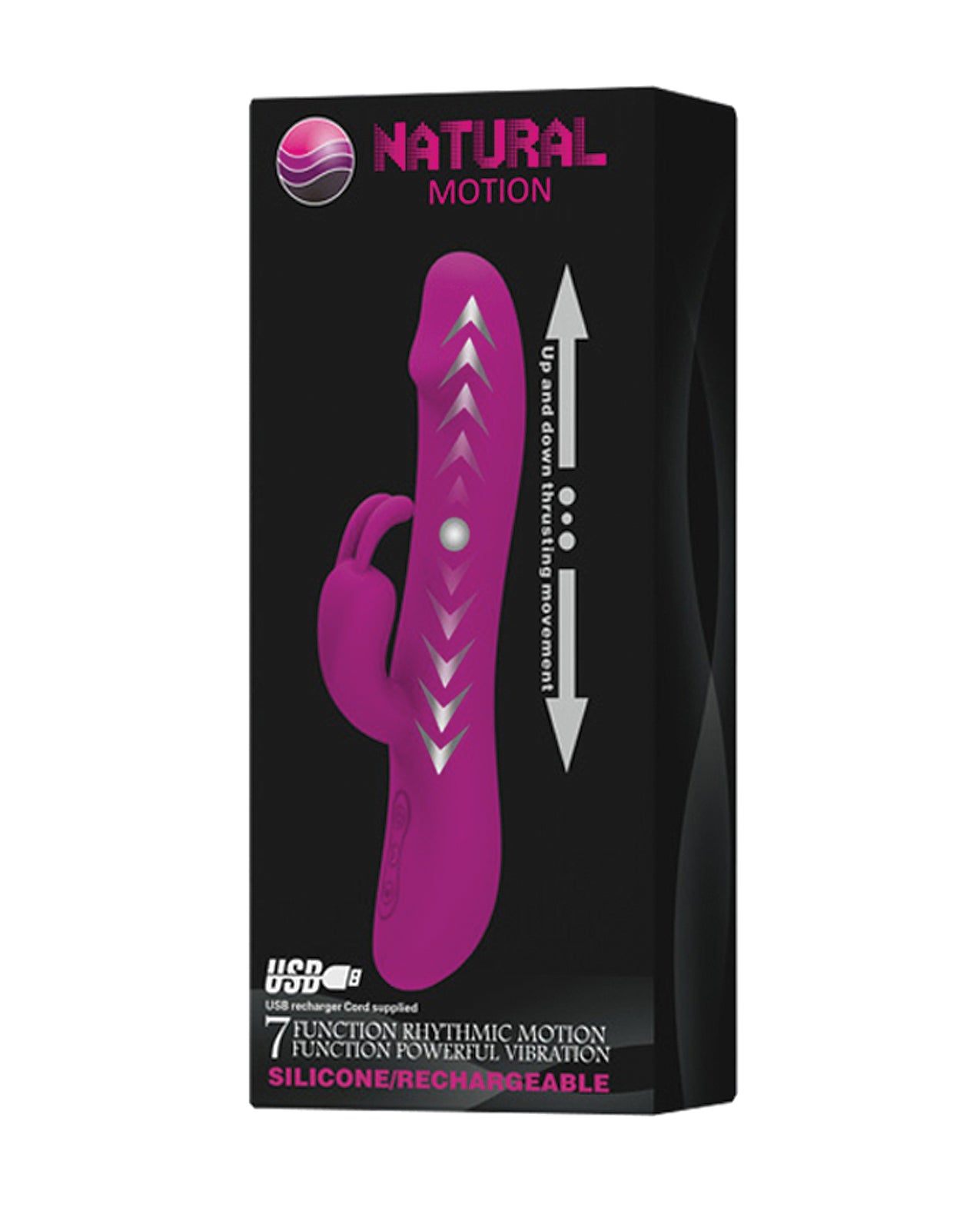Pretty Love Natural Motion Thrusting Rabbit Vibrator, 7 Functions, Fuchsia