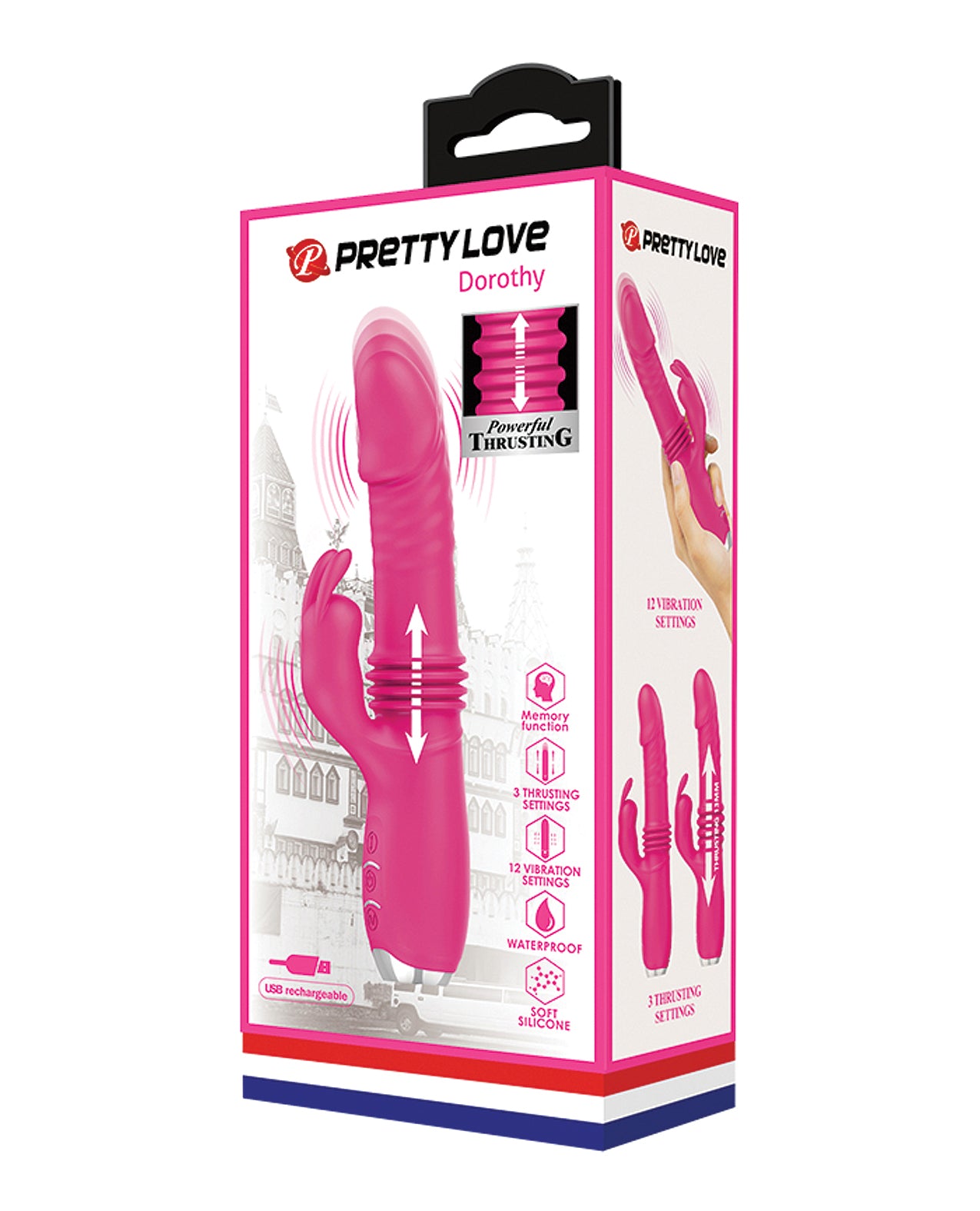 Pretty Love Dorothy Thrusting Rabbit Vibrator, Pink, USB Rechargeable