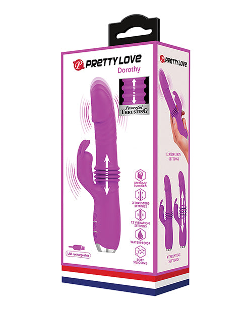 Pretty Love Dorothy Thrusting Rabbit Vibrator, Silicone & ABS, Fuchsia